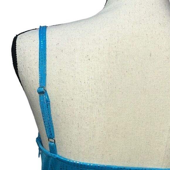 FTF Crowl Neck Ruched Iridescent Asymmetrical Dress - Picture 11 of 15